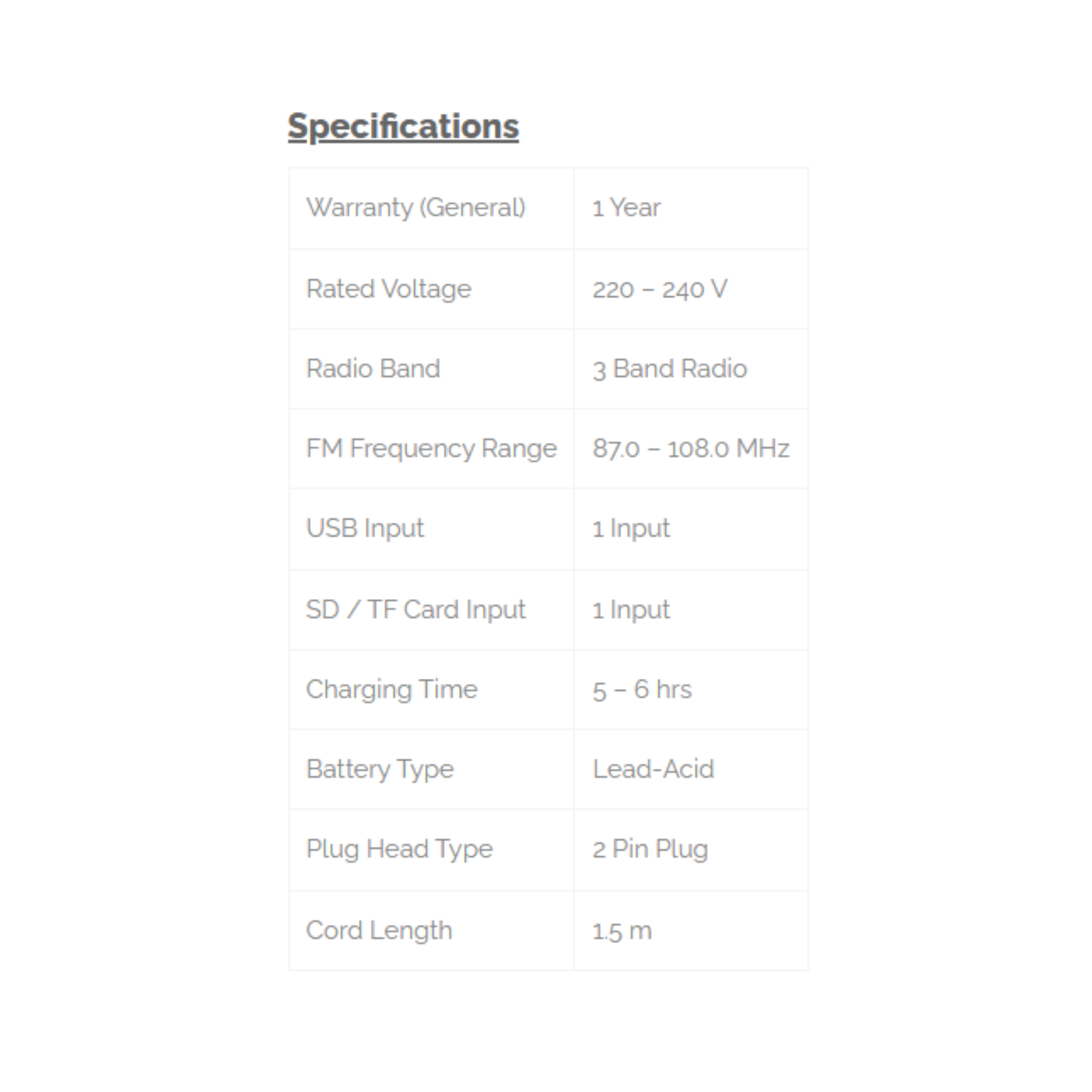 Phison 3-Band Rechargeable Radio PPR-50