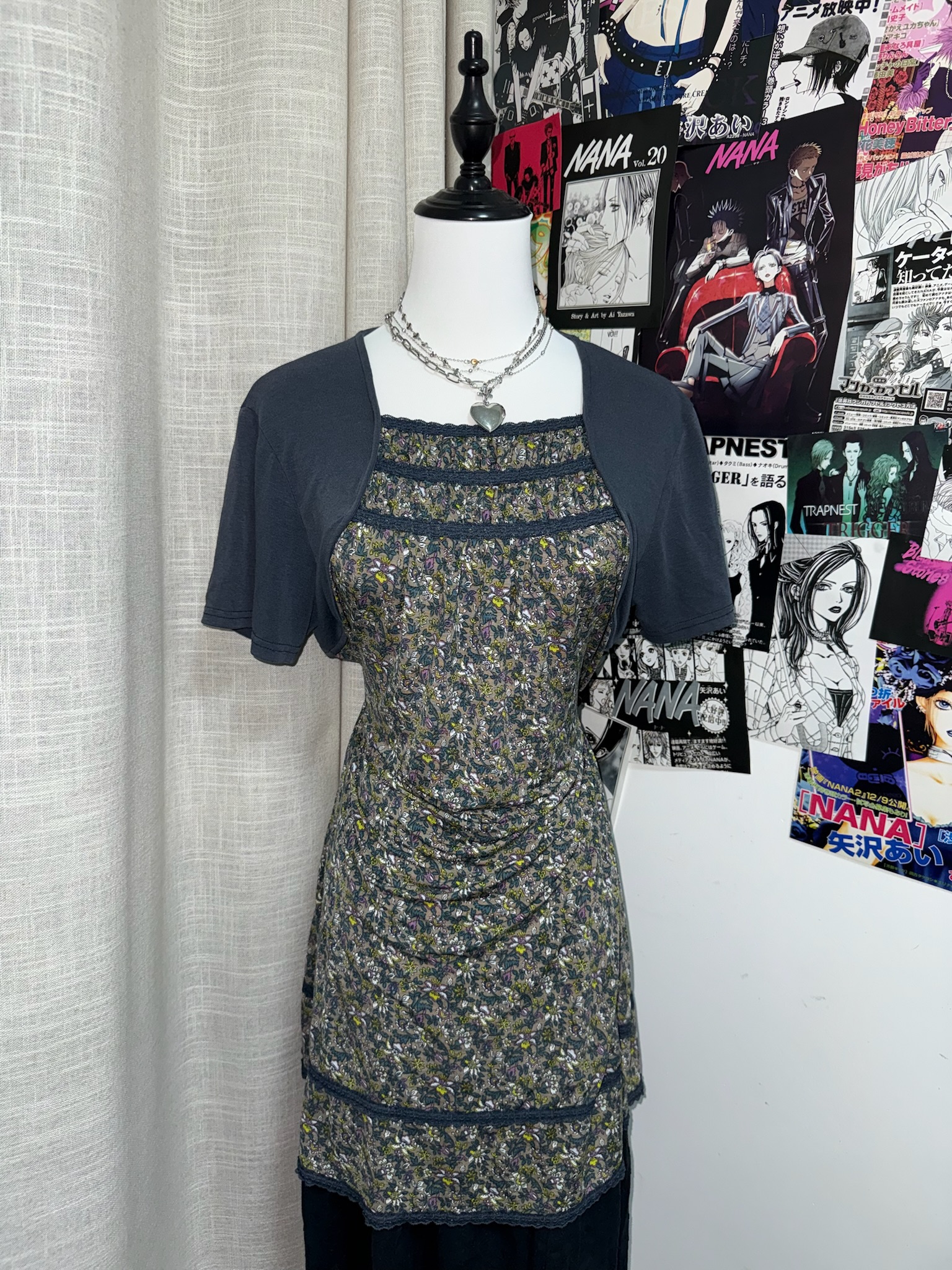 Prairie Floral Dress with Short Sleeve Cardigan