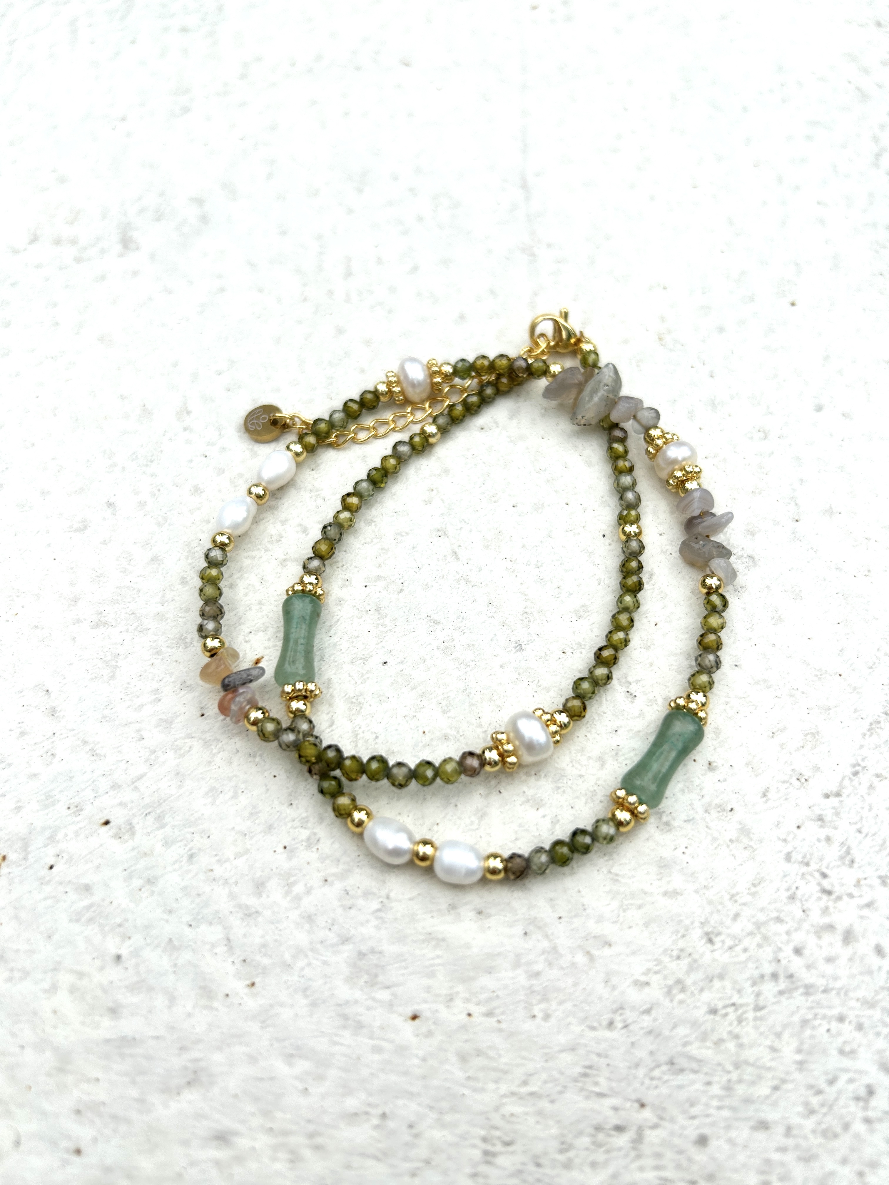 Green stone stainless necklace