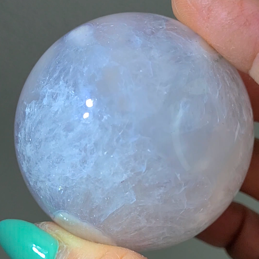 Flower agate sphere with quartz inclusions - AG111