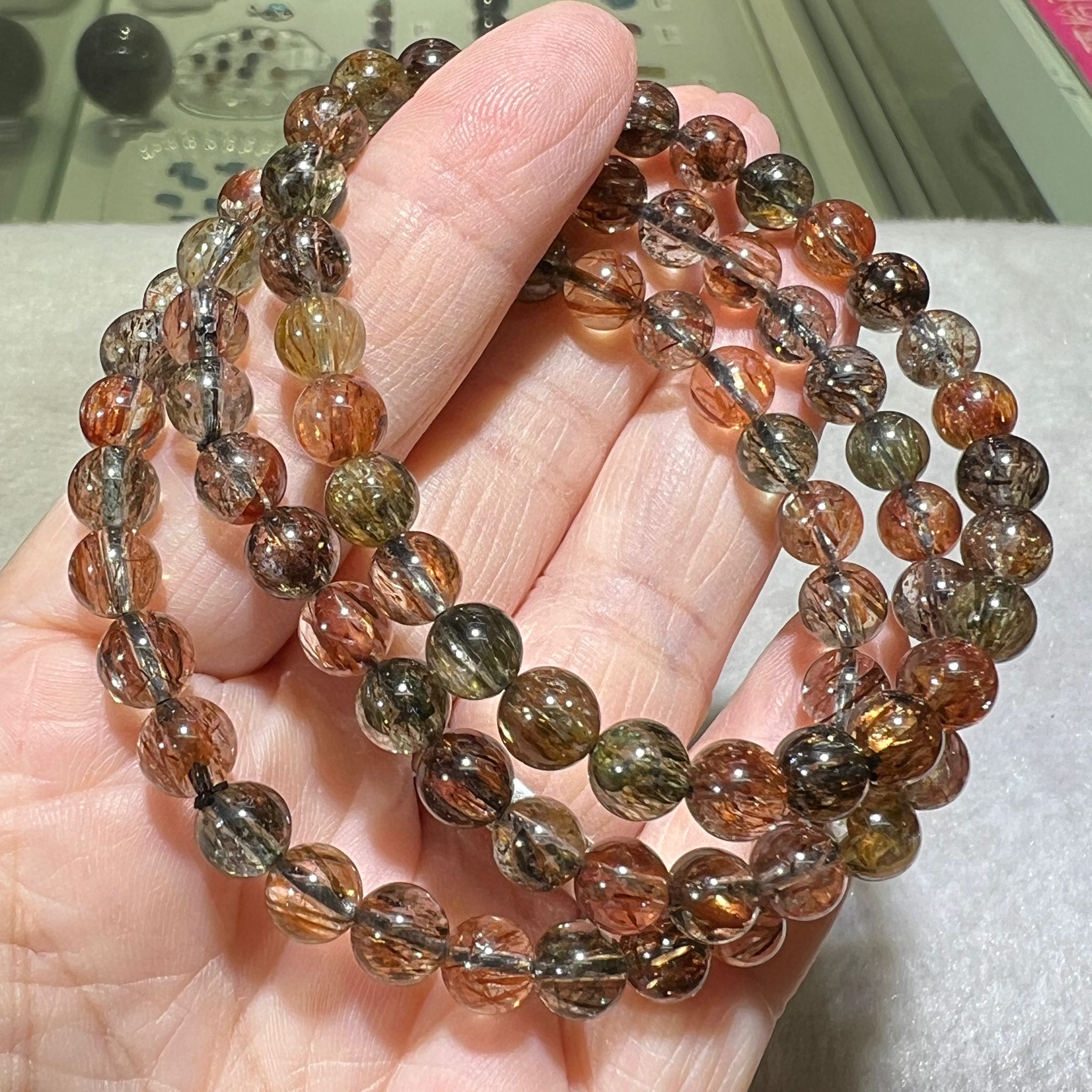 黑金碧髮手串 6.5 mm+/-