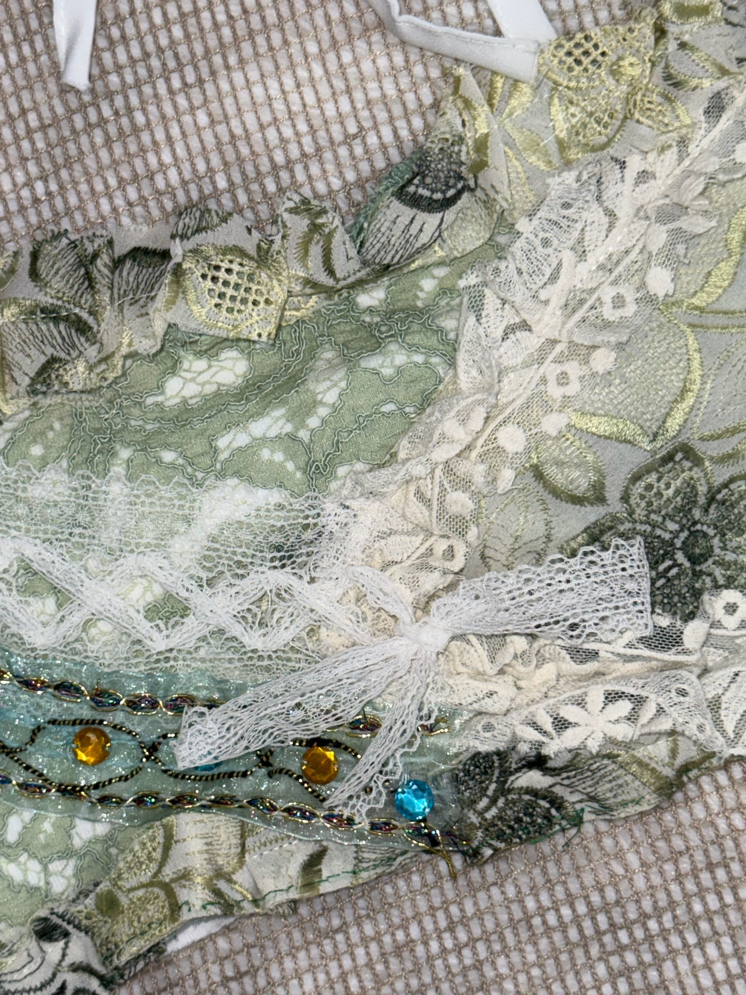 Fairycore Lace Patchwork Halter Remade Top
