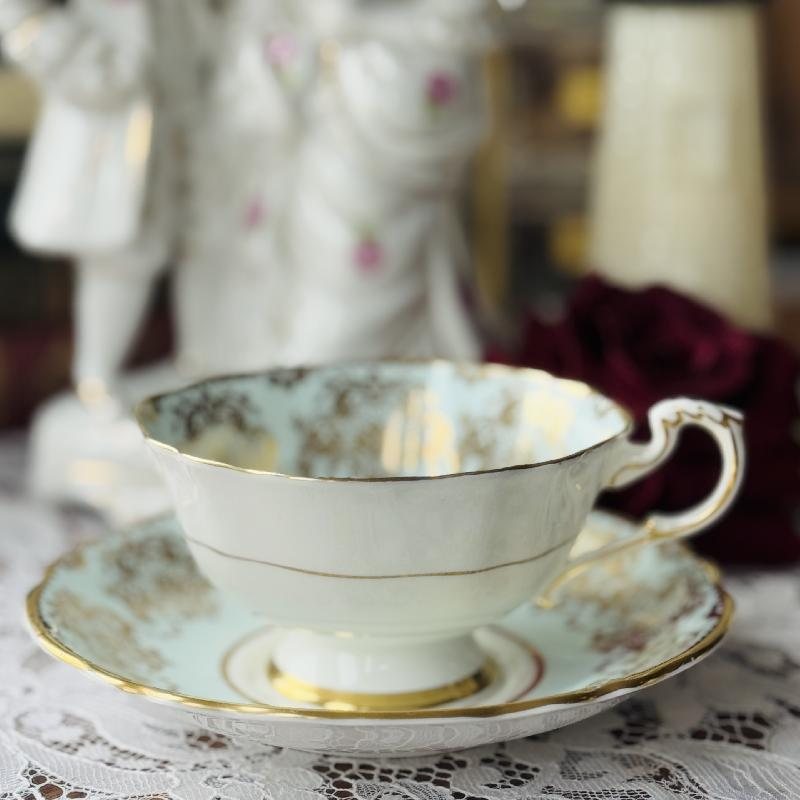 Vintage 1950s Paragon Made in England Bone China Powder Blue Teacup and Saucer Set - Tea Set Duo(MT2134)