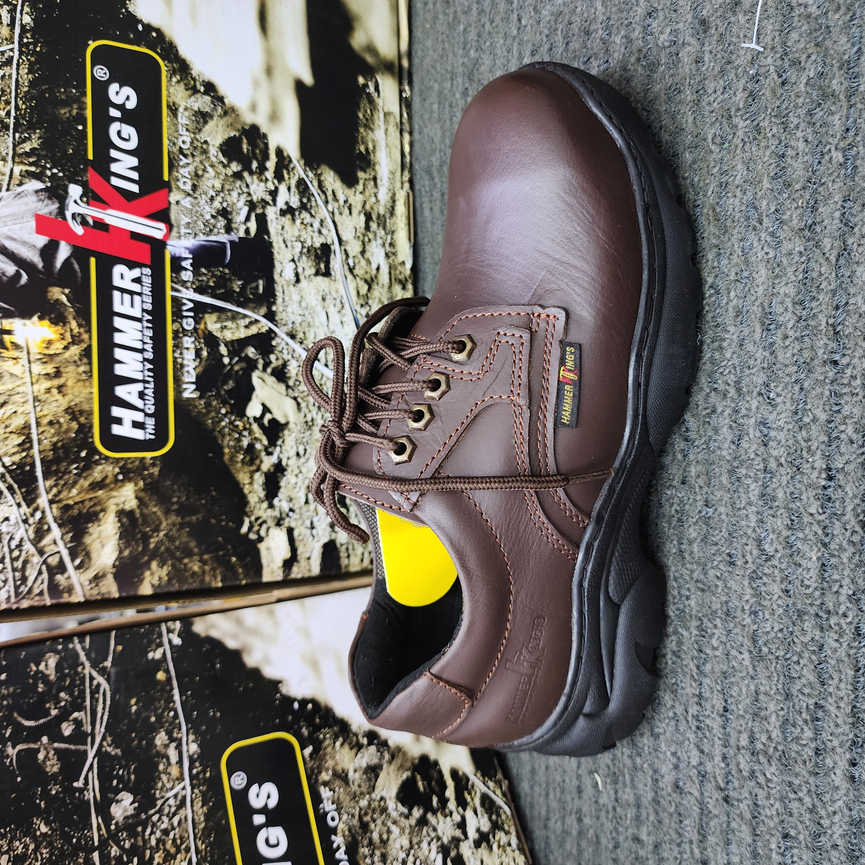 Hammer King 13012 Safety Shoes Boots Steel Toe Cap Steel Mid Plate Low Cut Lace Up Premium Quality SIRIM and DOSH Approved  Leather Kasut Keselamatan