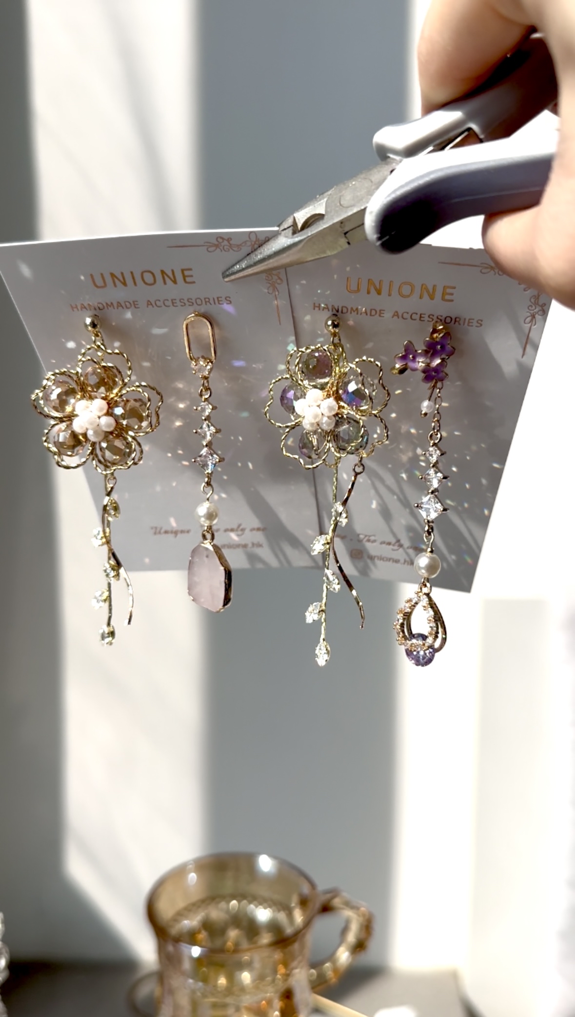 漸變紫水晶花耳環💜