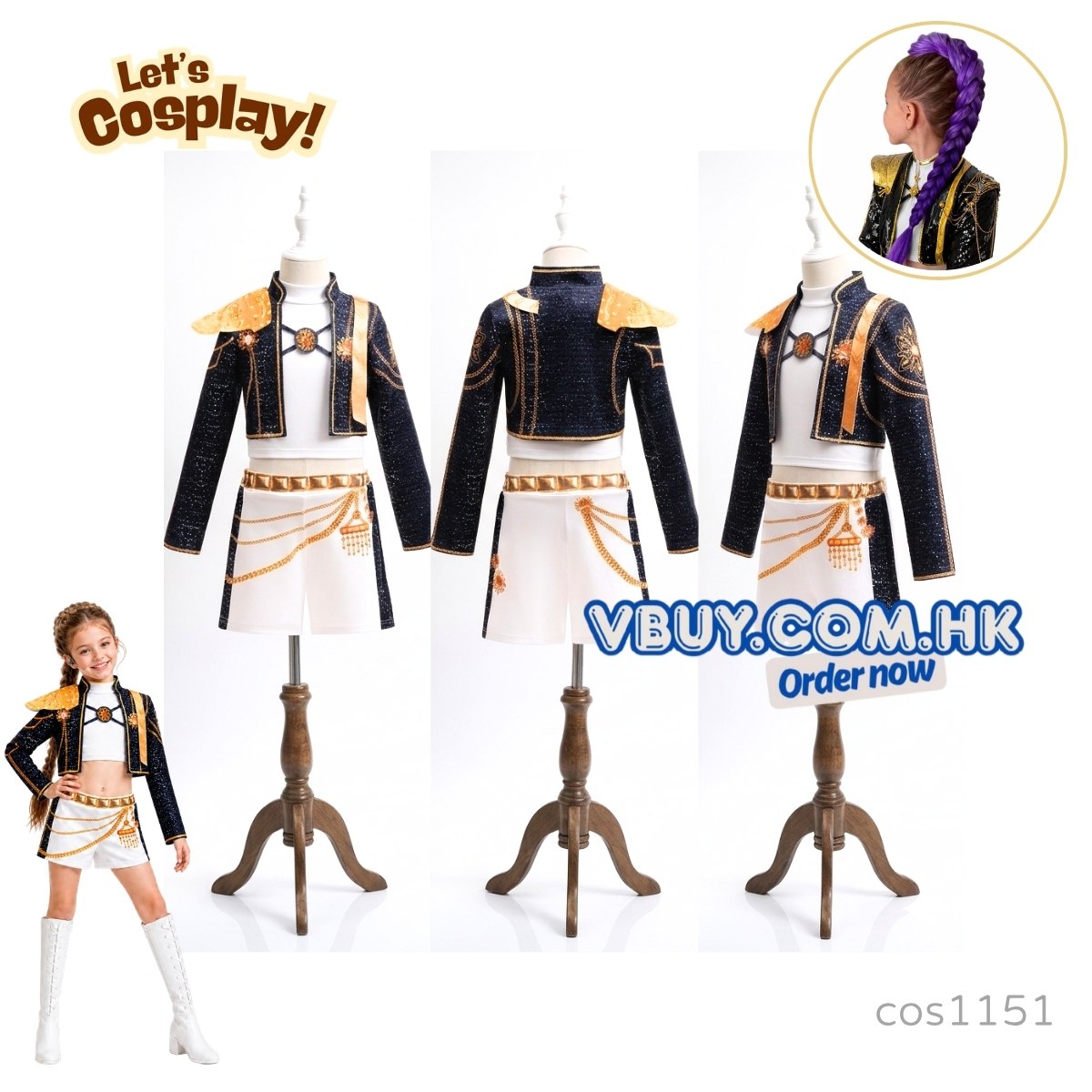 Rumi Demon Hunters 黑金 Cosplay服裝 女童高級角色造型服 舞台表演套裝 Lets Cosplay cos1151
