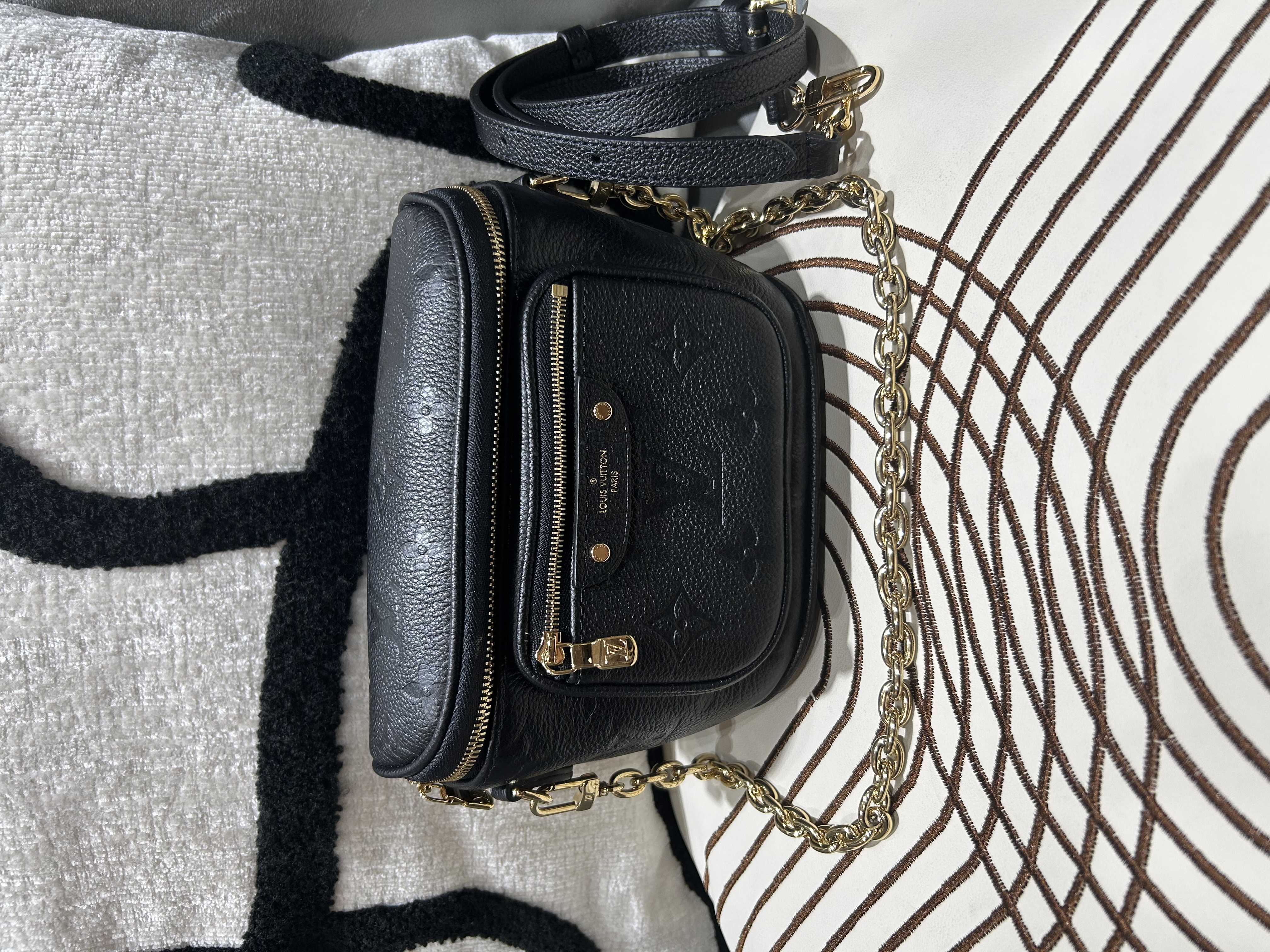 Lv Mini Bumbag Shoulder Bag 黑色M46917 Black Calfskin Monogram Empreinte 100%Authentic 99%new✅ dust bag  