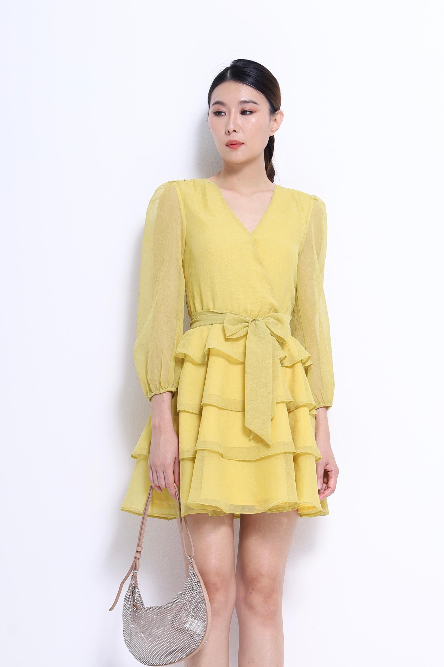 独家V领蛋糕连身裙 2134