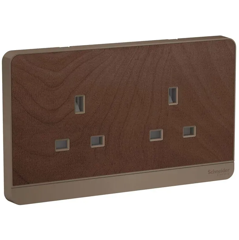 Schneider 施耐德 奐尚 13A 兩位連保護門插座 E83T426_WG_C5