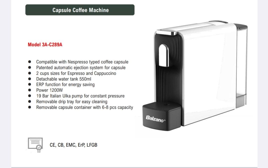 Balzano coffee machine small cup