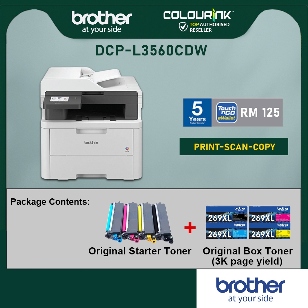Brother DCP-L3560CDW 3-in 1 Wireless Color Laser Printer Auto 2-sided print 50 sheets ADF Scan Copy MF643CDW M282NW L355