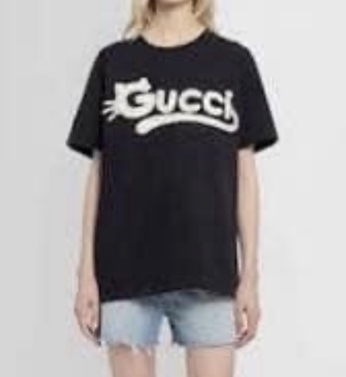 Gucci 黑白水晶貓貓🐱 oversized tee