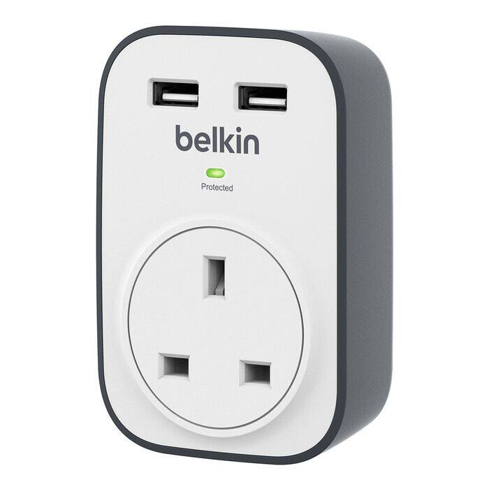 Belkin BSV103SA-1S SurgeCube 1 Outlet Surge Protector with 2 x 2.4A Shared USB Charging
