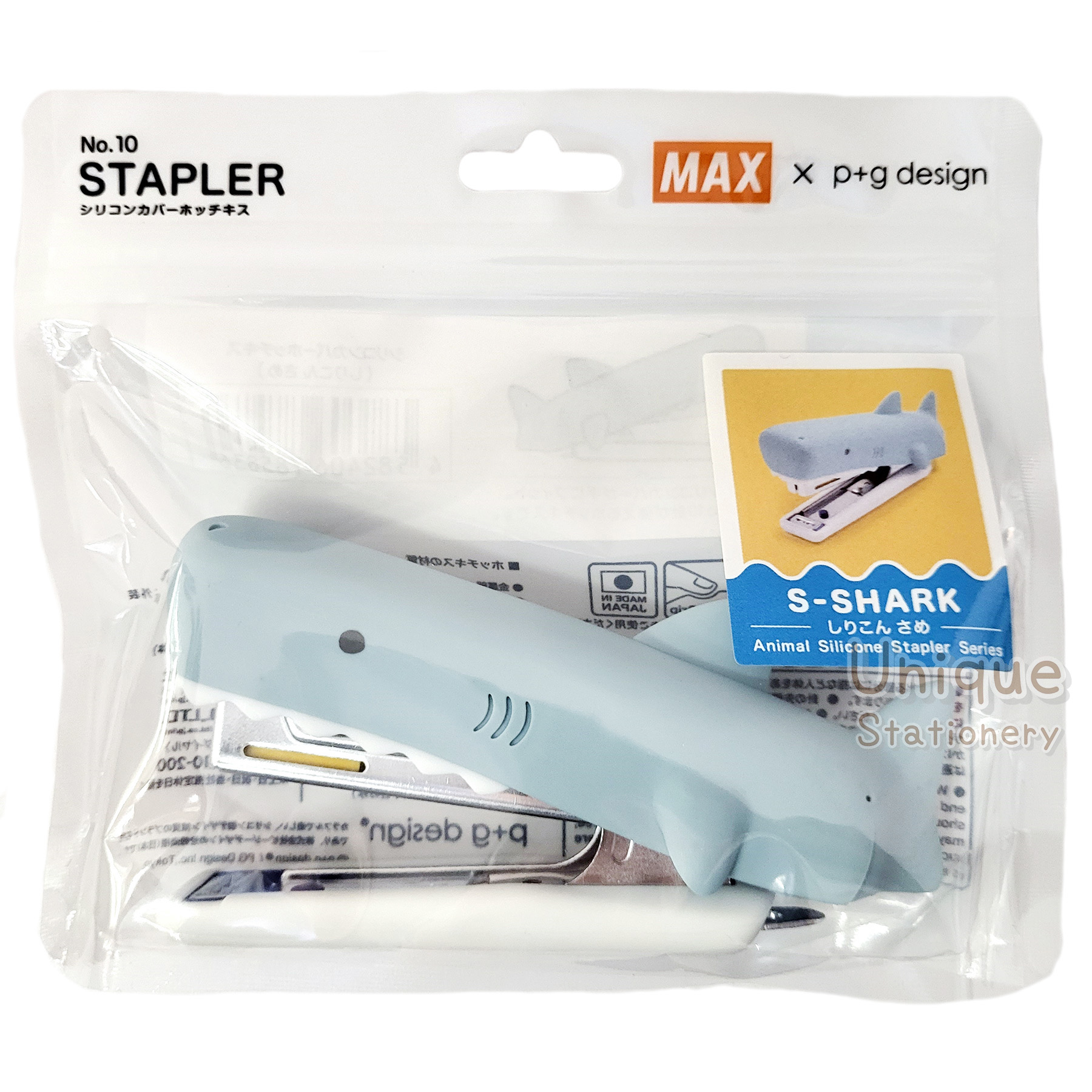 現貨｜日本製 MAX x p+g design 鯊魚 矽膠套 釘書機 (785843)