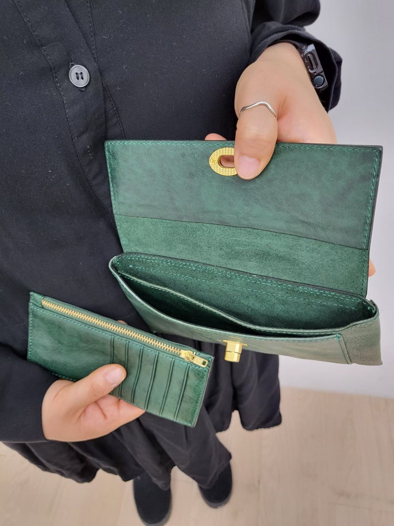 VE OY 手工牛皮長銀包套裝