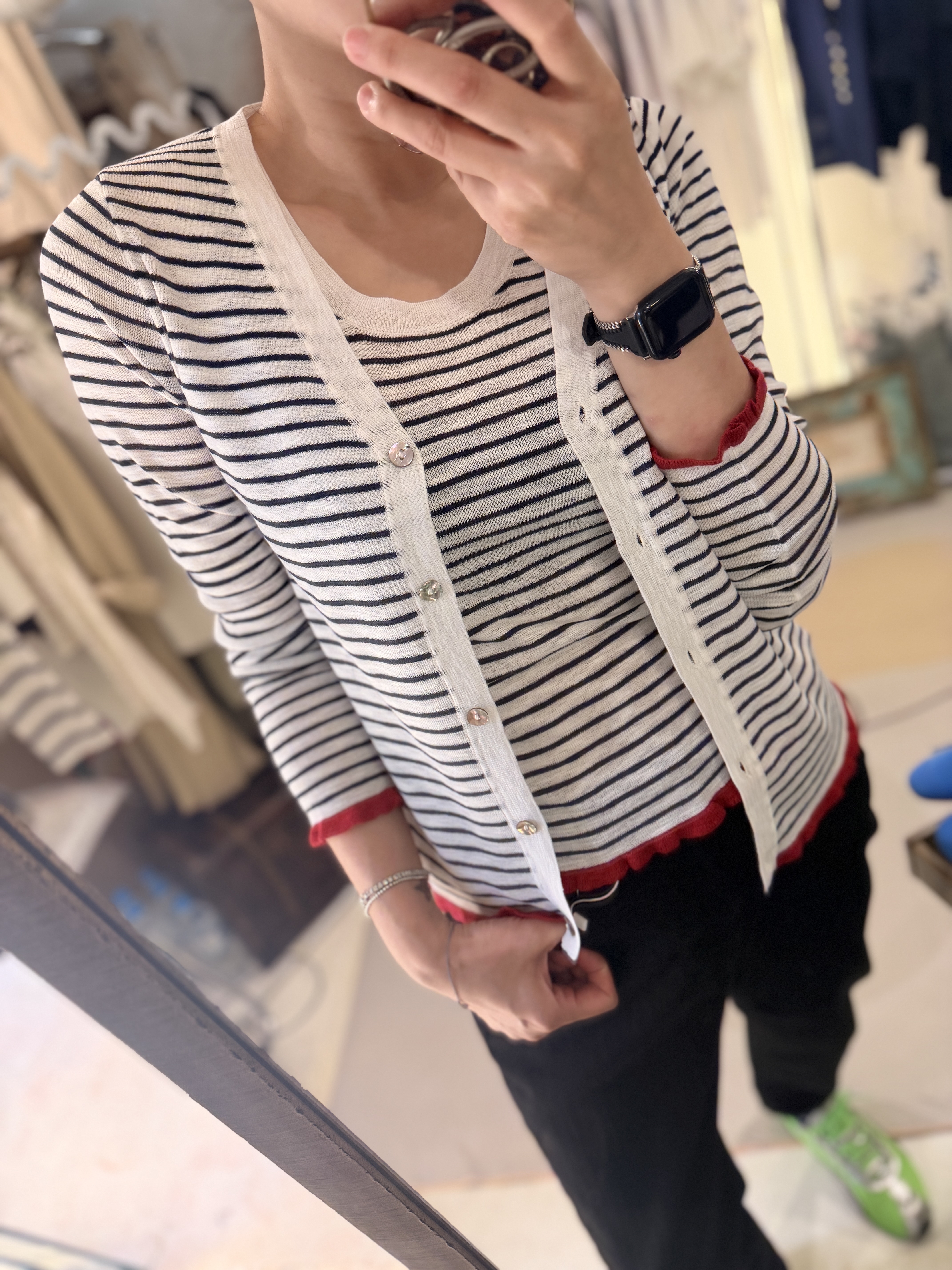 Black and red cardigan