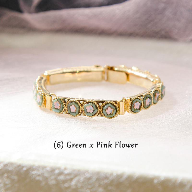 Vintage New Old Stock Mosaic Link Bracelet - Flower Blossom(FA204~FA209)