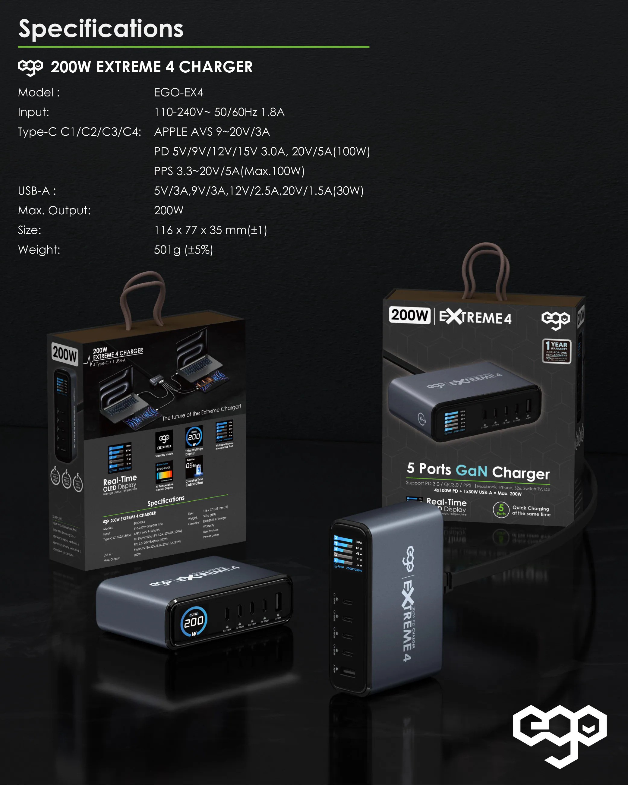 EGO 200W EXTREME 4 充電器