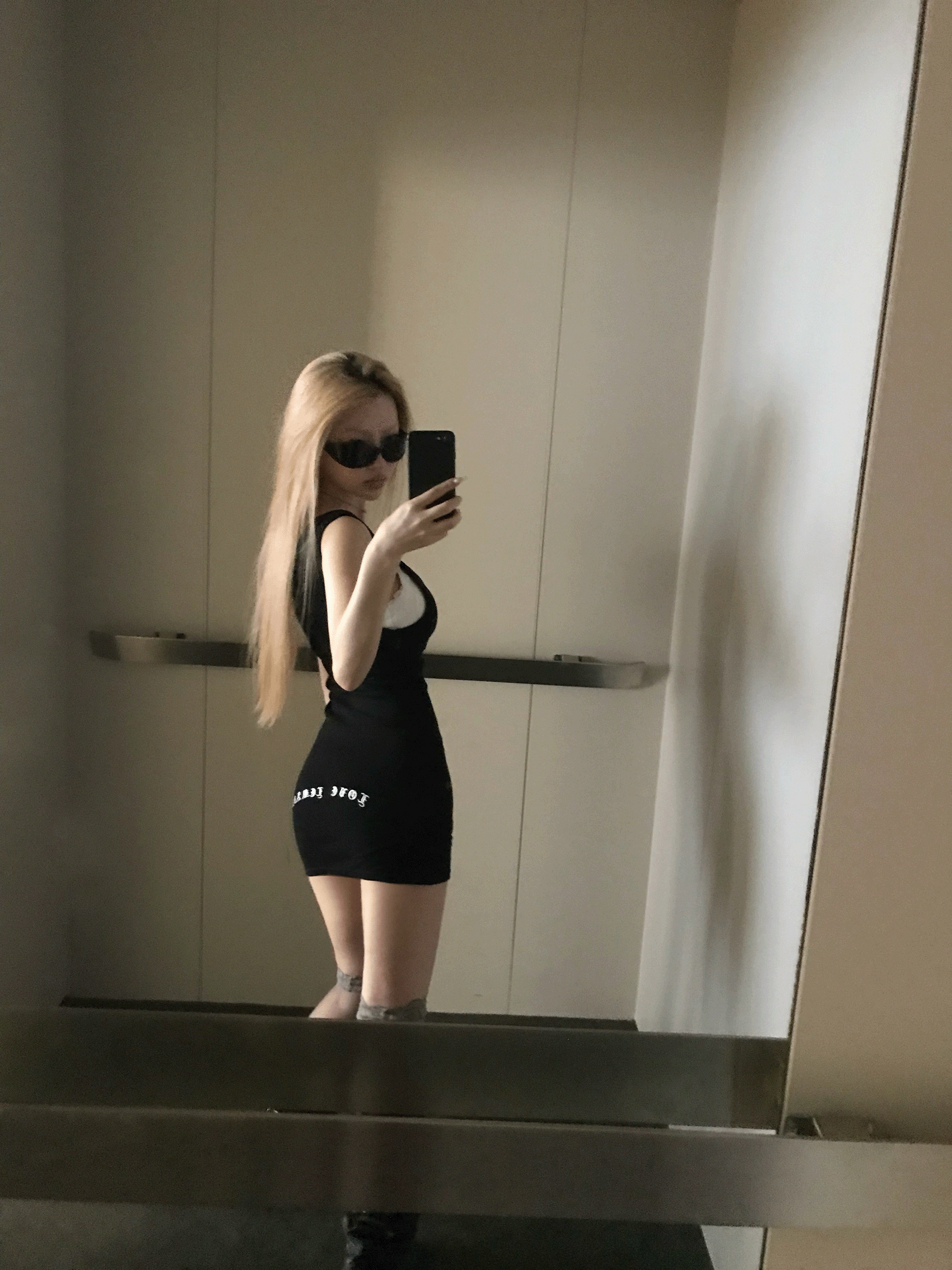 Gothic Lettering Ribbed Tank Dress