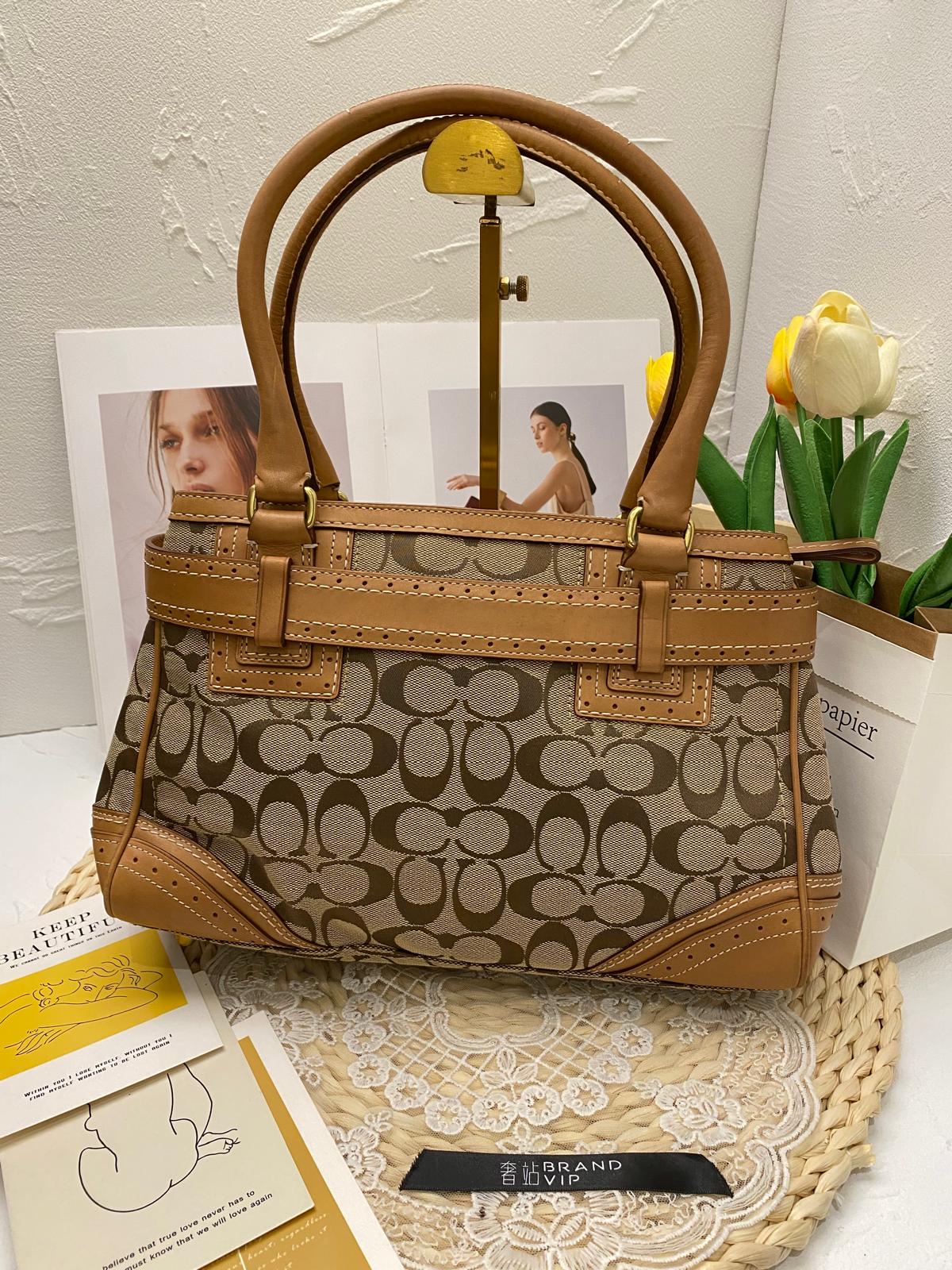 Coach Hamptons Signature Canvas Horsebit Tassel Handbag