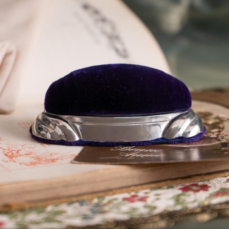 Rare! Vintage Early to Mid-Century Montreal Lachine Purple Velvet Double Ring Box /Antique Wedding Ring Box(MT1968)