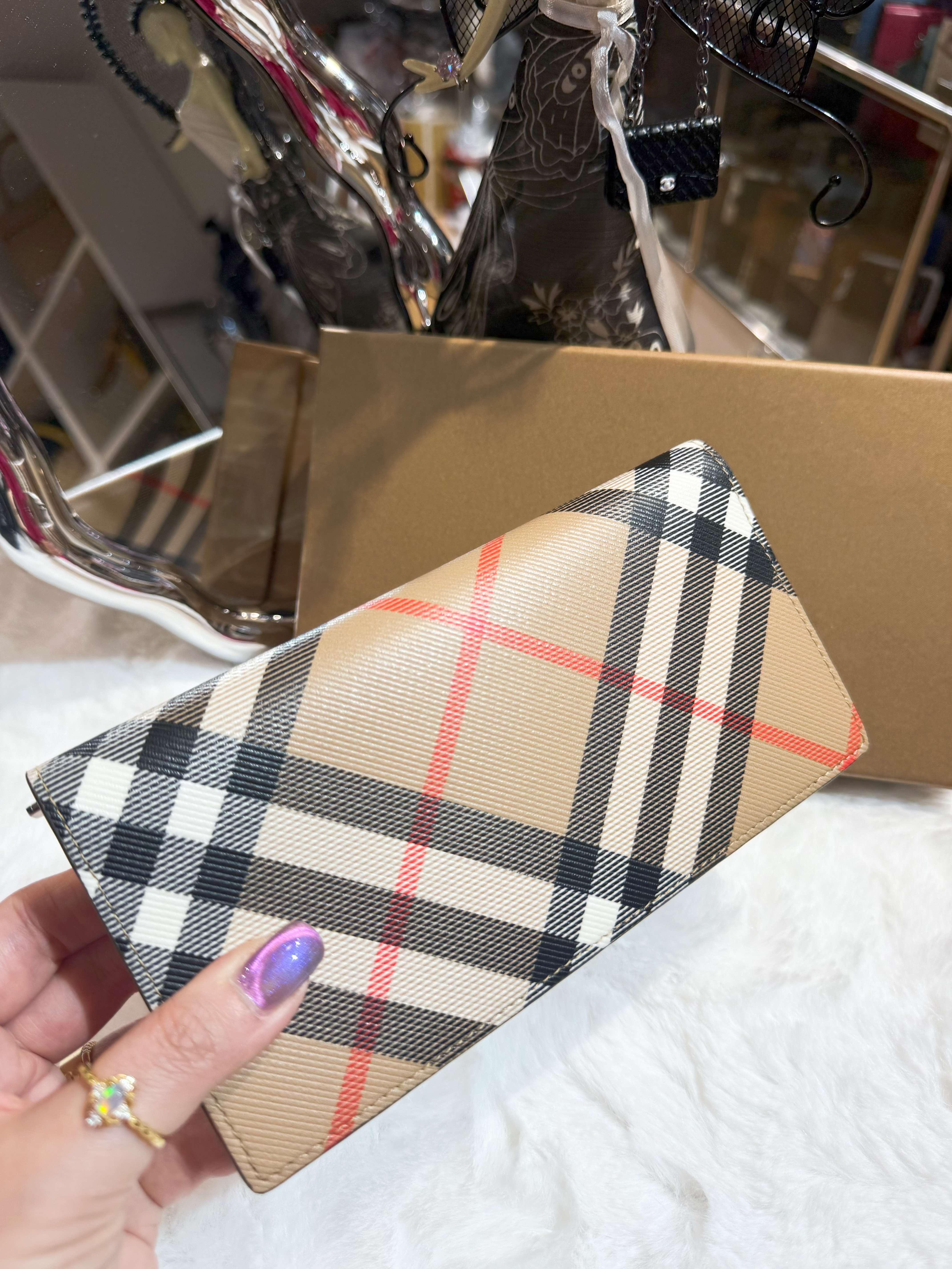 Burberry slim long wallet check