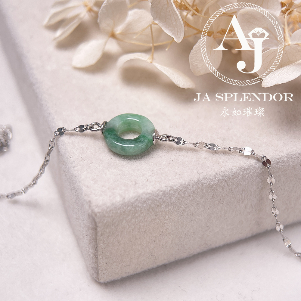 D-36 天然翡翠A玉 薄荷糖系列純銀手鏈