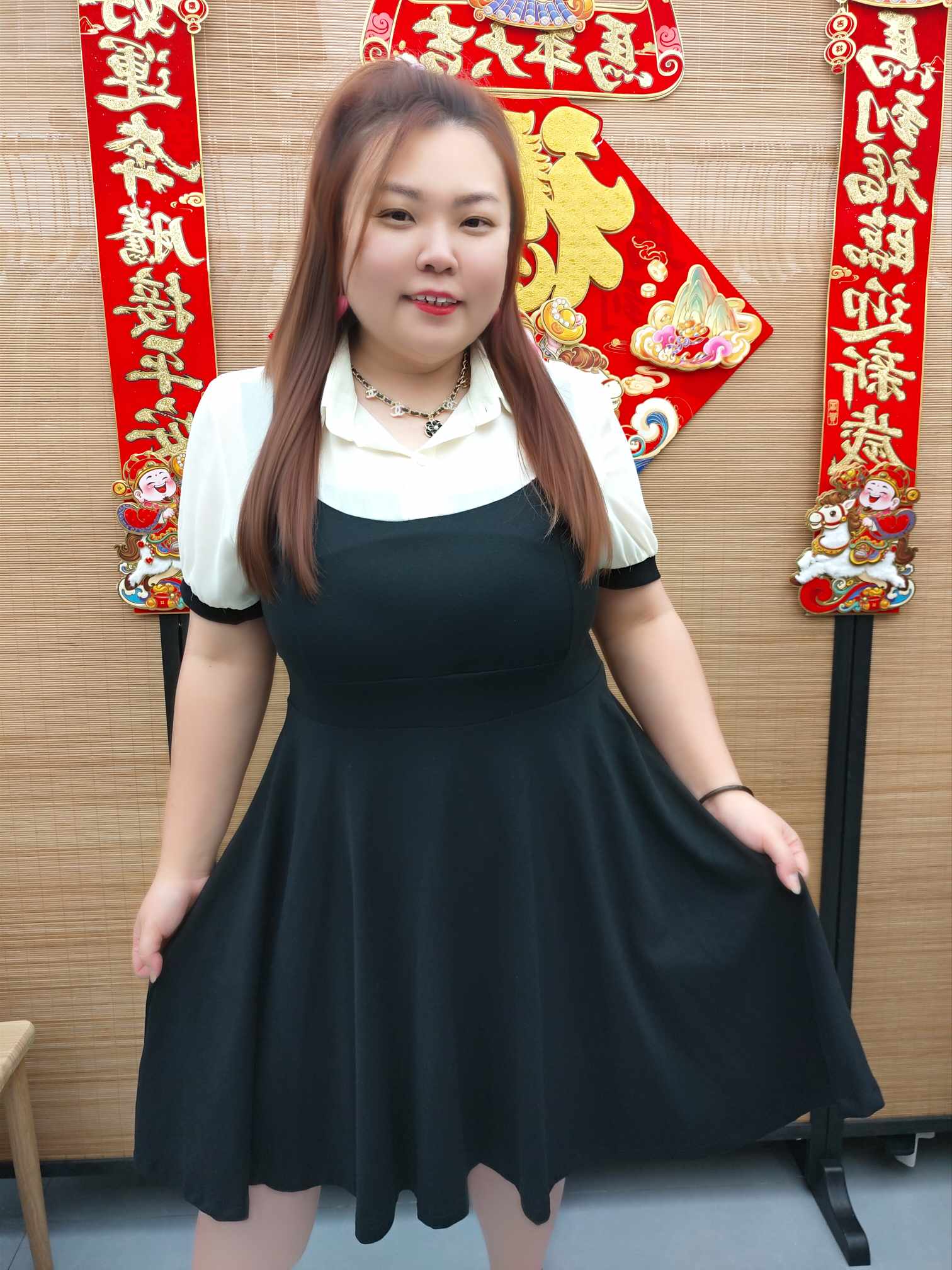 DDG01 TW#8721 假两件淑女设计连衣裙