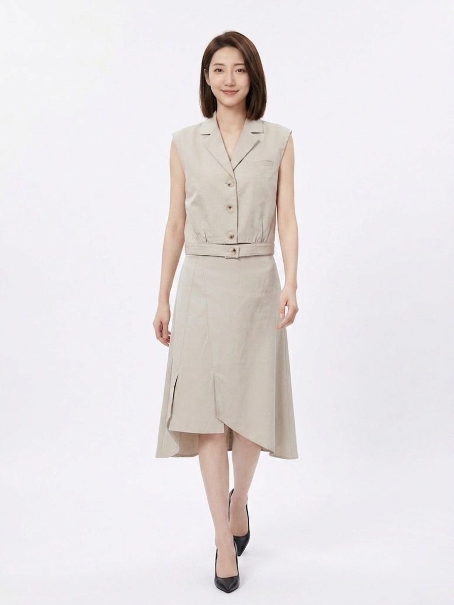 1879BS Elara Tailored Asymmetric Midi Dress
