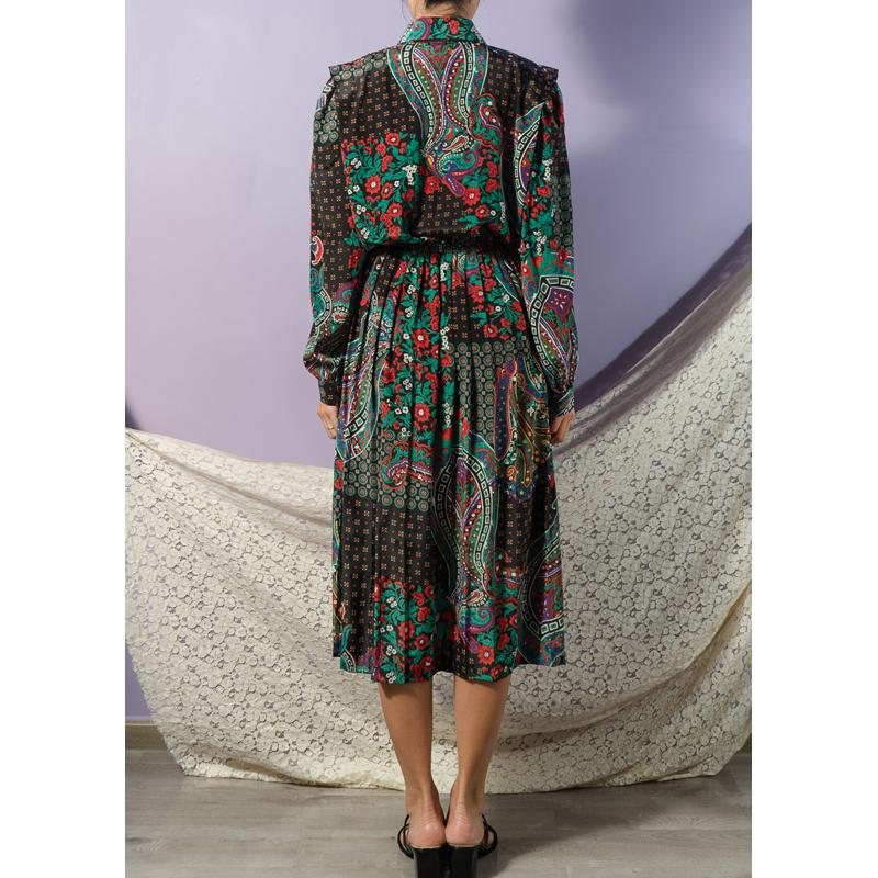 Plus Size - C.a. 1990s Leslie Fay Paisley Pattern ShirtDress (BG050)