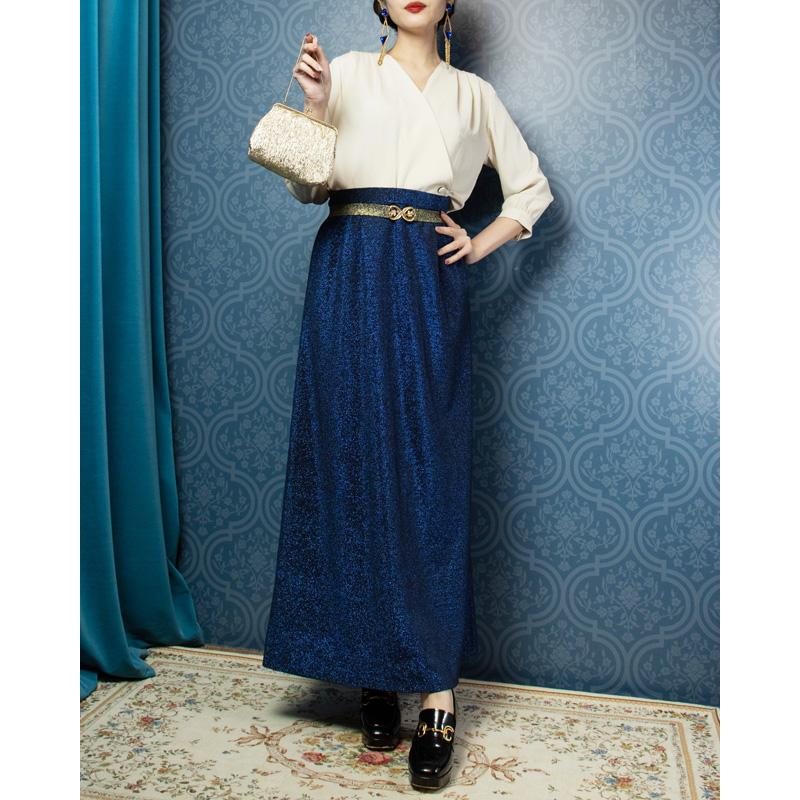 Vintage Midnight Glamour Glittering Skirt -Waist 27-29"(FK075)