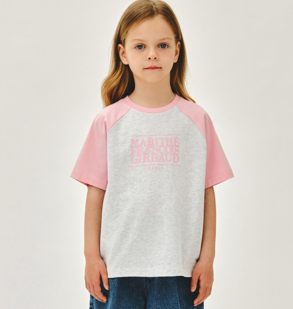 Ⓜ️ fg kids款 oversized classic logo 牛角袖tee 折扣優惠 Pink拼淺灰/橙拼白 / navy Size 100-150 瘦的女生可穿140/150