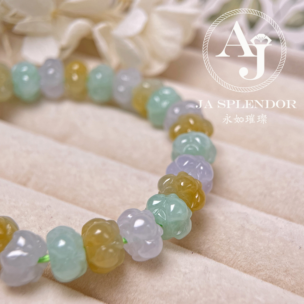 JB-253 - 冰種三彩福祿壽招貴人年年有餘蓮花手串