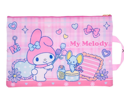 My Melody F4雙拉鍊布文件袋連手挽