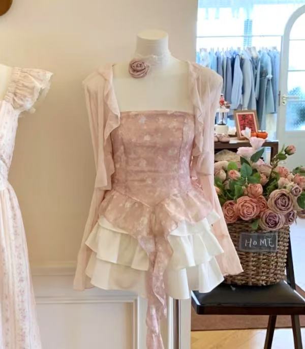 TP307冰纱粉碎花抹胸