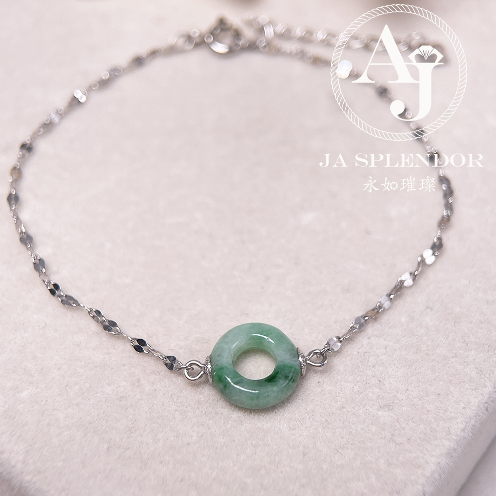 D-36 天然翡翠A玉 薄荷糖系列純銀手鏈