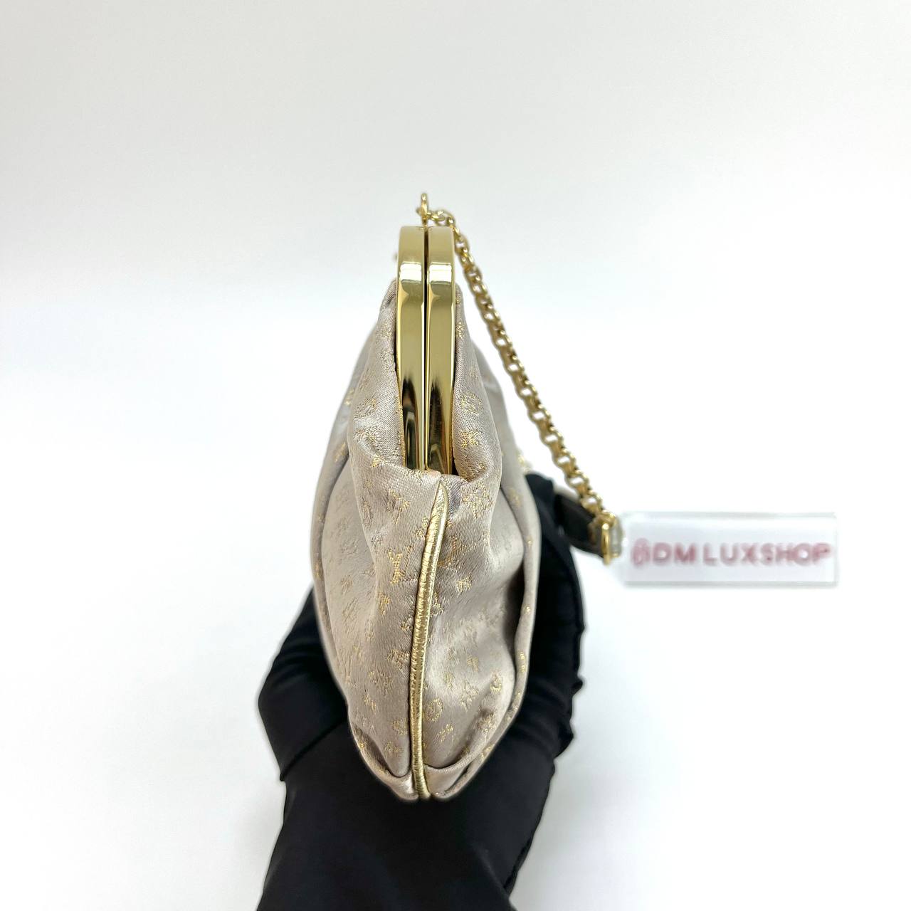  LV Monogram Satin Aumoniere Evening Clutch GHW