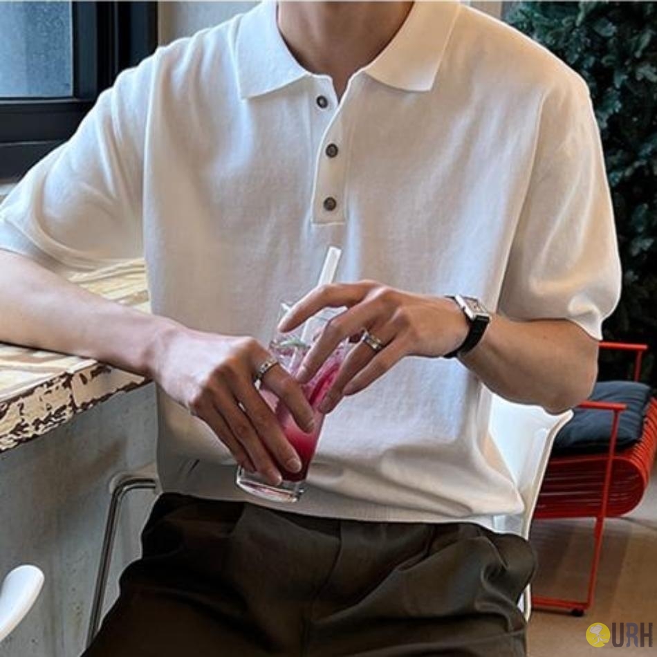 【100%保證韓國直送】Daily Washable 高階可機洗清爽高透氣三扣棉麻短袖Polo針織衫 👕 [9 color] RG165882