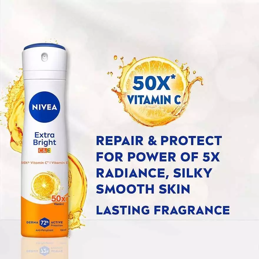 Nivea Women Deodorant Spray 150ml - Extra Bright C&E