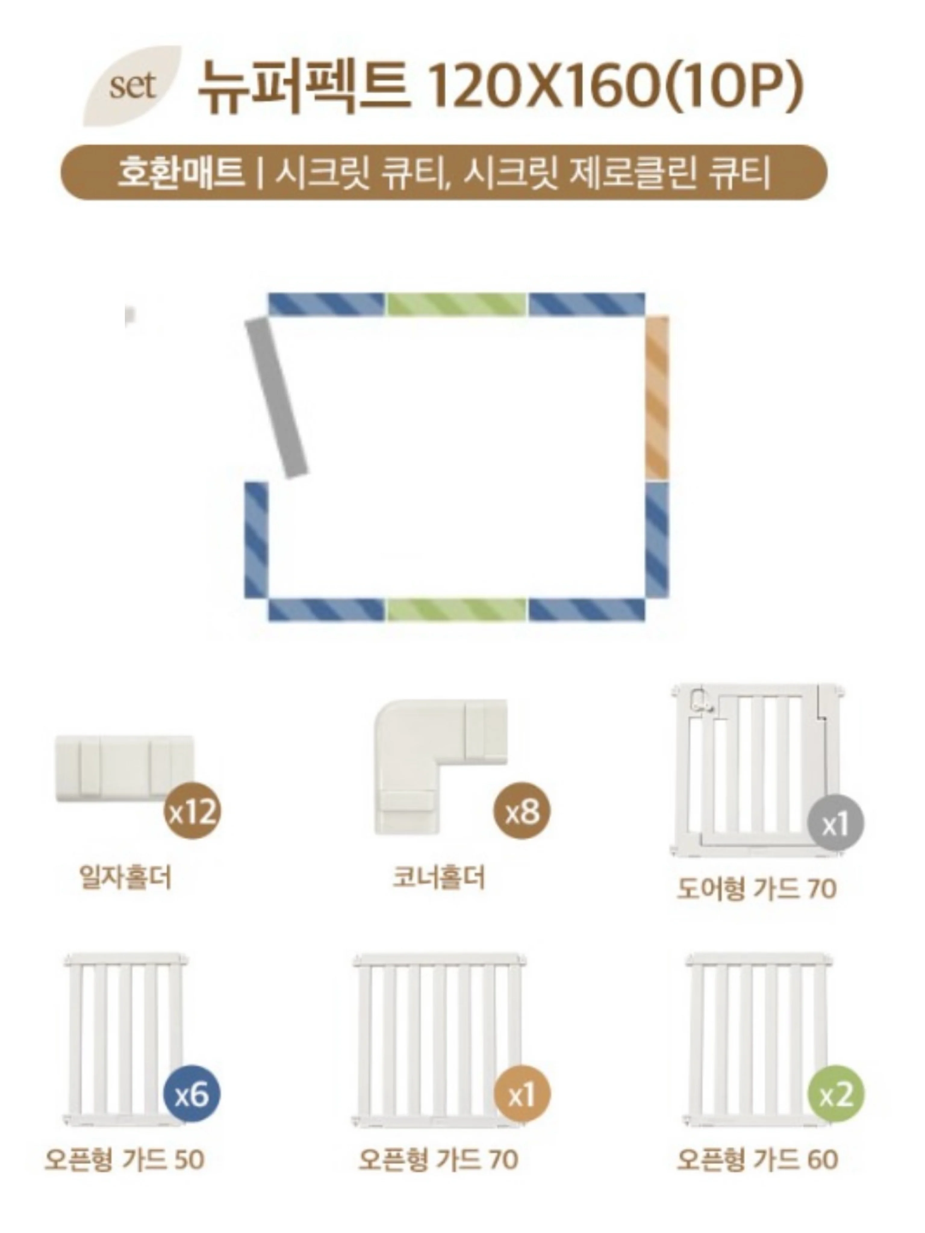 韓國 Caraz New Perfect 圍欄地墊 120 X 160cm套裝