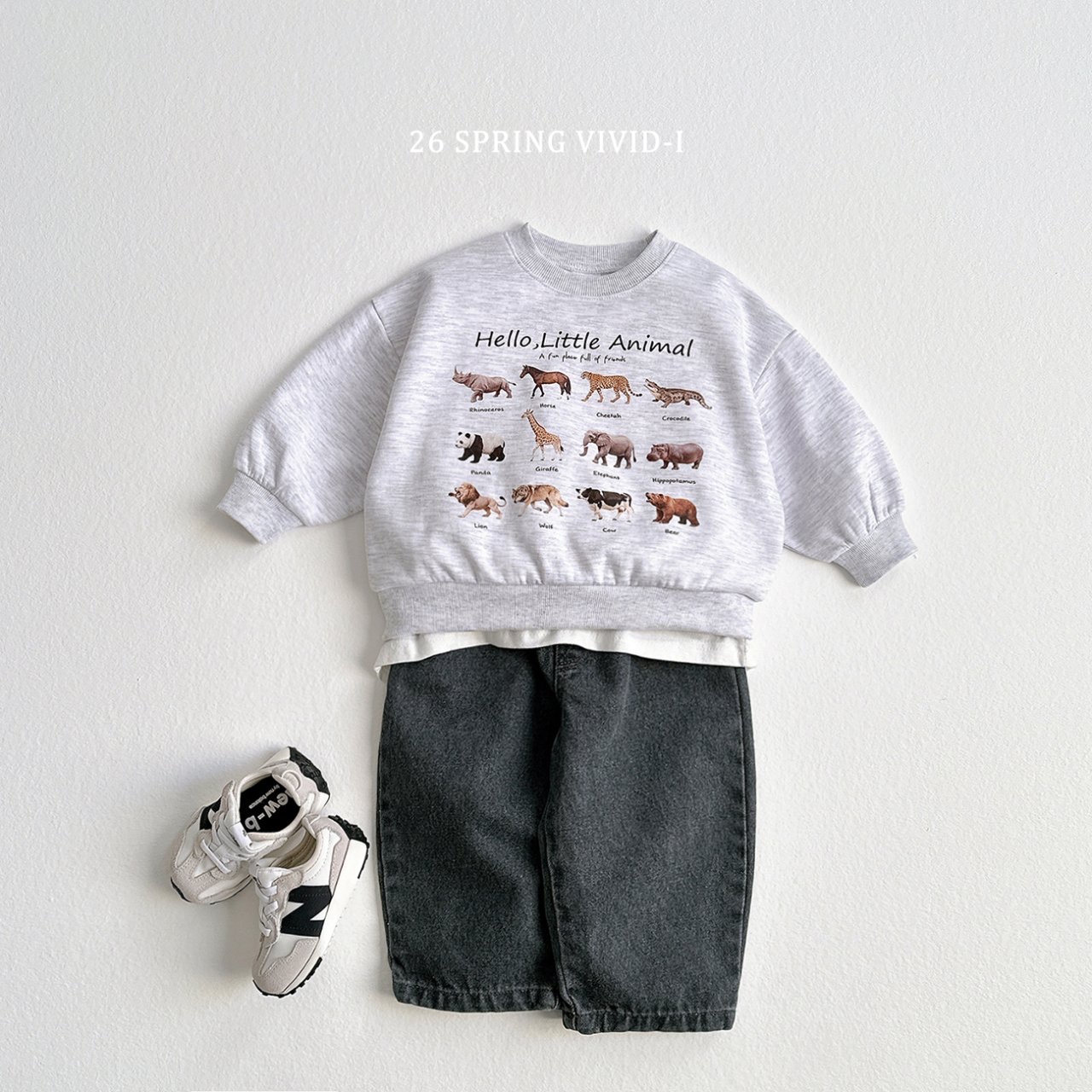 🌸預訂 韓國直送🌸🇰🇷VIVIDI兩色迷你動物印花寬鬆衛衣