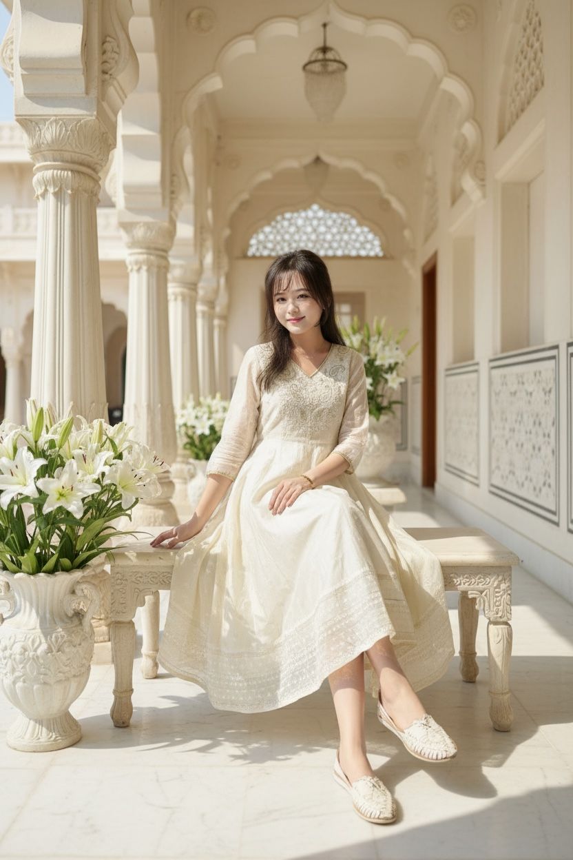 #1514 Milky Full Paisley Emb V Neck OP 47.5"