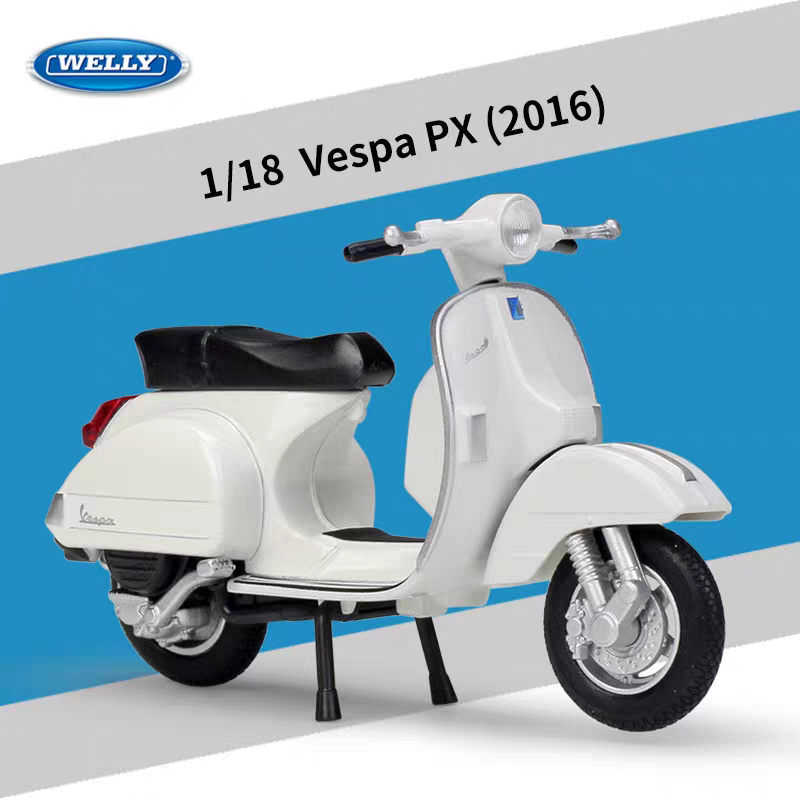 WELLY 1:18 Vespa PX 2016 白色電單車模型 合金收藏模型車