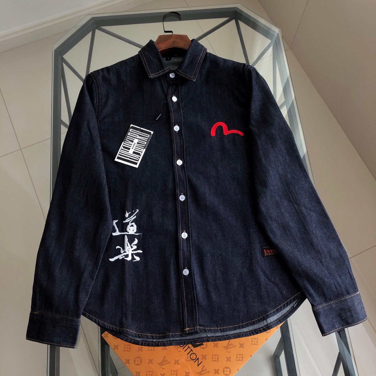 預訂 EVISU 福神釣魚翁刺繡牛仔襯衫 #96966