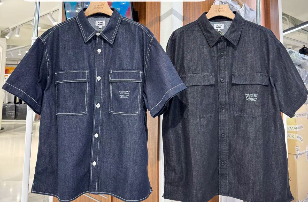 🌱​WACKY WILLY🌱 Denim pocket男女同款shirt 韓國連綫折扣💛 Size s -xL