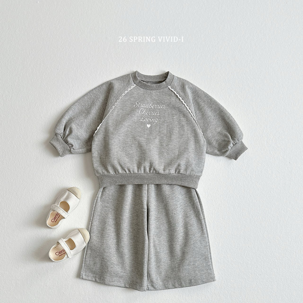 🌸預訂 韓國直送🌸🇰🇷VIVIDI三色英文印花蕾絲泡泡袖上下套裝