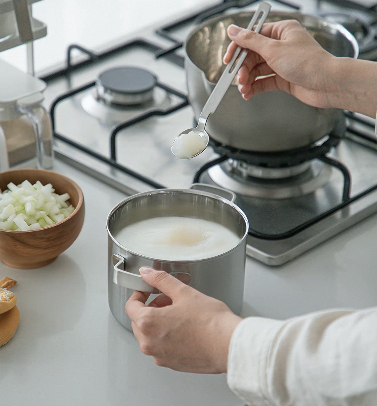 日本霜山不鏽鋼迷你雙耳湯鍋