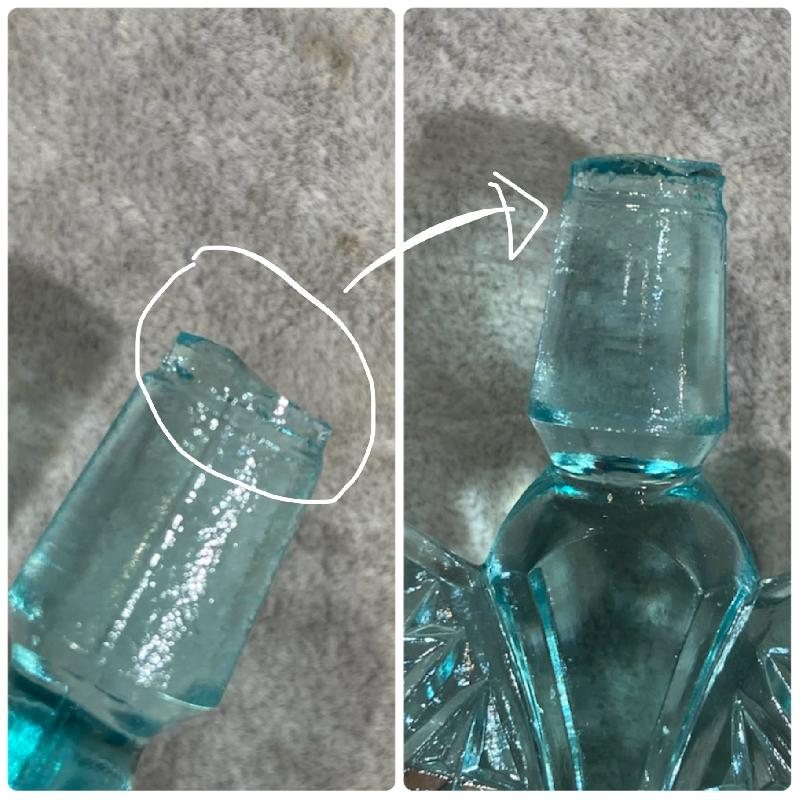 1960s Czechoslovakia Art Deco Inspired-Pattern Pressed Glass Vanity Perfume Bottle -Aqua Blue(MW013)