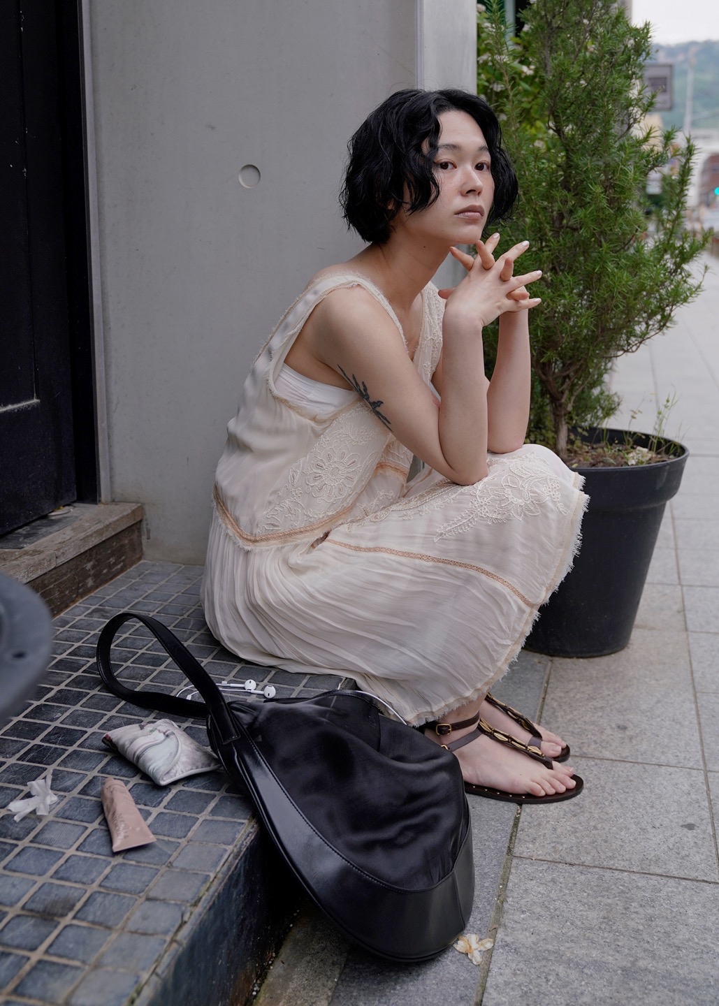 🇰🇷韓國女裝Kwani - Curvee Hobo Bag Organza Black