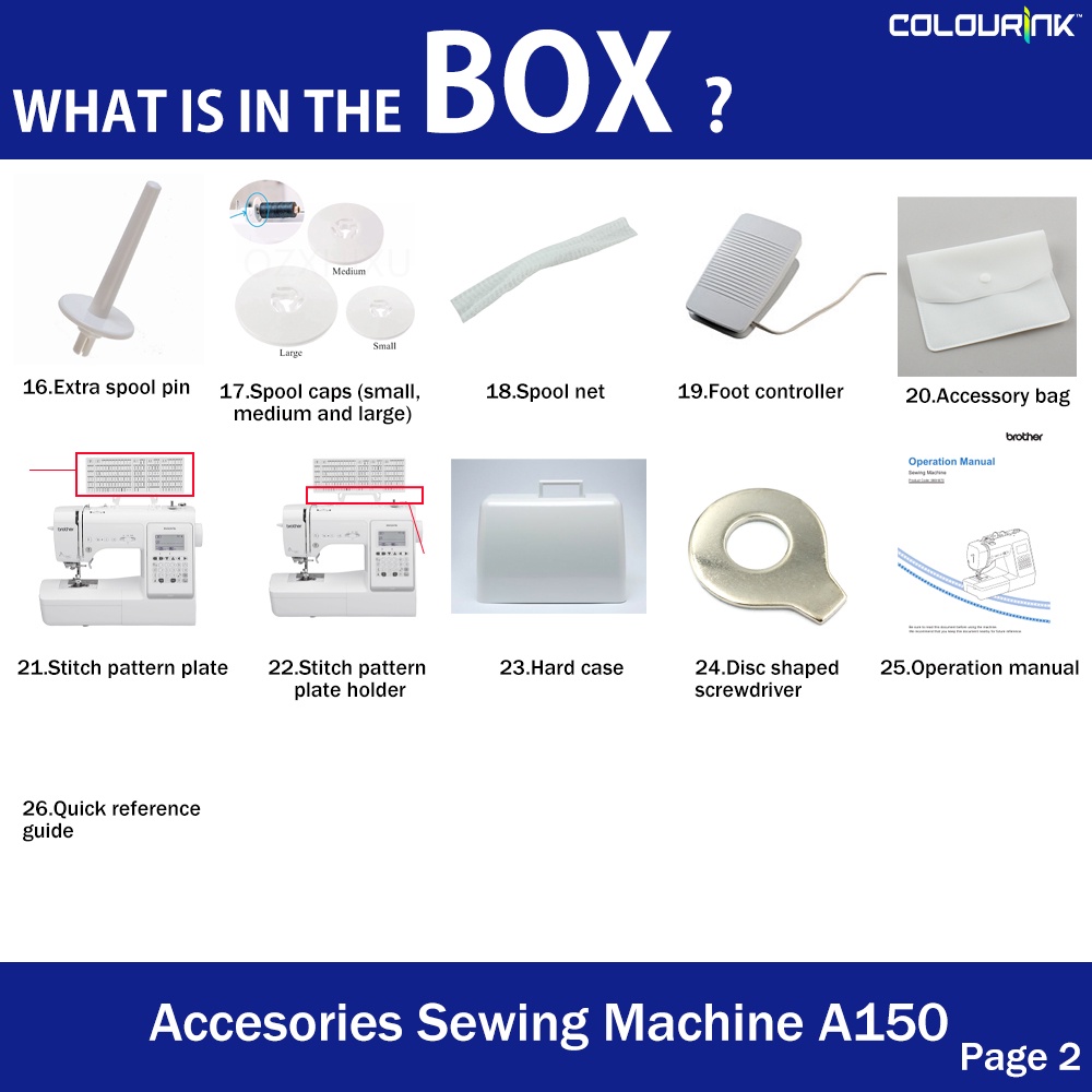 Brother A150 Portable Strong Computerized Sewing Machine 10 Buttonhole Stitches 150 Stitches 4 Lettering